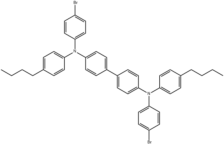 N,N'-双(4-溴苯基)-N,N'-双(4-正丁基苯基)联苯-4,4'-二胺 结构式