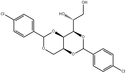 (1R)-1-[(4R,4aR,8aS)-2,6-bis(4-chlorophenyl)-hexahydro-[1,3]dioxino[5,4-d][1,3]dioxin-4-yl]ethane-1,2-diol 结构式