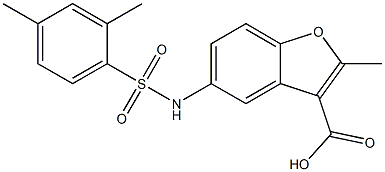 5-{[(2,4-dimethylphenyl)sulfonyl]amino}-2-methyl-1-benzofuran-3-carboxylic acid 结构式