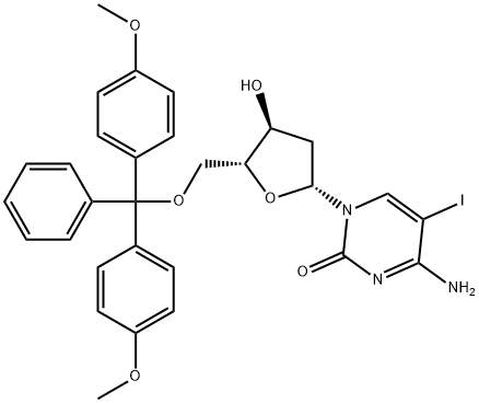 5'-O-(4,4'-二甲氧基三苯甲基)-5-碘-2'-脱氧胞苷 结构式