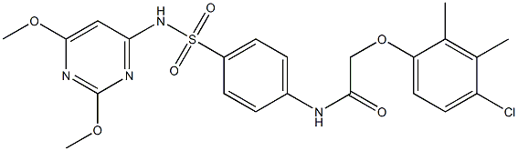 2-(4-chloro-2,3-dimethylphenoxy)-N-(4-{[(2,6-dimethoxy-4-pyrimidinyl)amino]sulfonyl}phenyl)acetamide 结构式