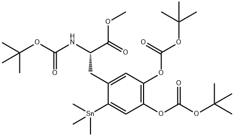 N-tert-butoxycarbonyl-3,4-di-tert-butoxycarbonyloxy-6-(trimethylstannyl)-L-phenylalanine methyl ester 结构式