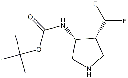 ((3R,4R)-4-(二氟甲基)吡咯烷-3-基)氨基甲酸叔丁酯 结构式