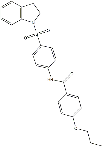 N-[4-(2,3-dihydro-1H-indol-1-ylsulfonyl)phenyl]-4-propoxybenzamide 结构式