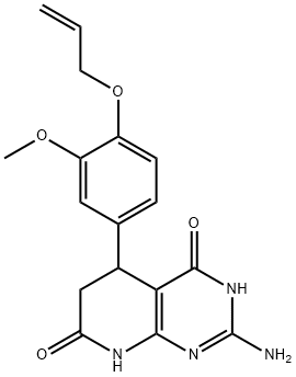 2-amino-5-[3-methoxy-4-(prop-2-en-1-yloxy)phenyl]-3H,4H,5H,6H,7H,8H-pyrido[2,3-d]pyrimidine-4,7-dione 结构式