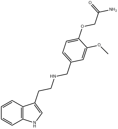 2-[4-({[2-(1H-indol-3-yl)ethyl]amino}methyl)-2-methoxyphenoxy]acetamide 结构式