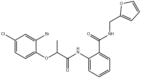 2-{[2-(2-bromo-4-chlorophenoxy)propanoyl]amino}-N-(2-furylmethyl)benzamide 结构式