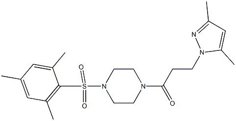 1-[3-(3,5-dimethyl-1H-pyrazol-1-yl)propanoyl]-4-(mesitylsulfonyl)piperazine 结构式