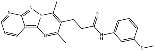 3-(2,4-二甲基吡啶并[2',3':3,4]吡唑并[1,5-A]嘧啶-3-基)-N-(3-(甲硫基)苯基)丙酰胺 结构式