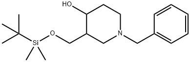 1-苄基-3-叔丁基二甲基硅氧甲基哌啶-4-醇 结构式