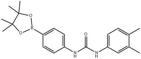 N-(3,4-二甲基苯基)-N'-[4-(4,4,5,5-四甲基-1,3,2-二氧硼杂环戊烷-2-基)苯基]-脲 结构式