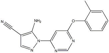 5-amino-1-[6-(2-methylphenoxy)-4-pyrimidinyl]-1H-pyrazole-4-carbonitrile 结构式