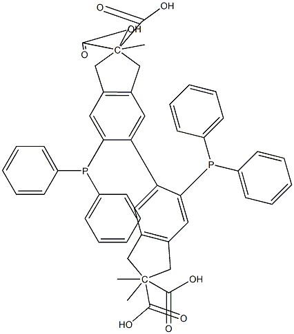 四甲基6,6'-双（二苯基膦基）-1,1'，3,3'-四氢[5,5']二茚基-2,2'，2,2'-四羧酸 结构式