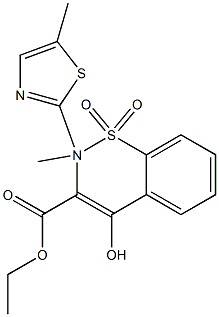 4-羟基-2-甲基-N-(5-甲基-1,3-噻唑-2-基)-2H-1,2-苯并噻嗪-3-羧酸乙酯 1,1-二氧化物 结构式