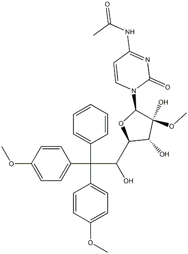 N4-乙酰-5'-(4,4'-二甲氧基三苯甲基)-2'-甲氧基胞苷 结构式