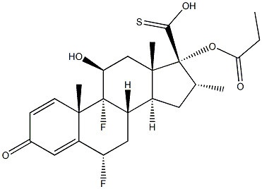 6a,9a-Difluoro-11b-hydroxy-16a-methyl-3-oxo-17a-(propionyloxy)-androsta-1,4-diene-17b-carbothioic Acid 结构式