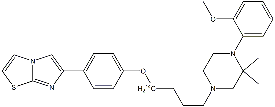 1-(2-methoxy-phenyl)-4-(4-(4-(6-imidazol(2,1-b) thiazolyl)-phenoxy)-butyl-4-(14)C)-piperazine dimethane 结构式