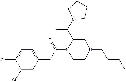 1-(4-butyl-2-(1-(pyrrolidin-1-yl)ethyl)piperazin-1-yl)-2-(3.,4-dichlorophenyl)ethan-1-one 结构式
