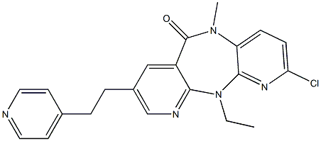 2-chloro-5,11-dihydro-11-ethyl-5-methyl-8-(2-(pyridin-4-yl)ethyl)-6H-dipyrido(3,2-b-2',3'-e)(1,4)diazepin-6-one 结构式