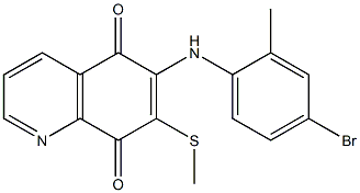 6-(N-(4-bromo-2-methylphenyl)amimo)-7-methylthio-5,8-quinolinedione 结构式