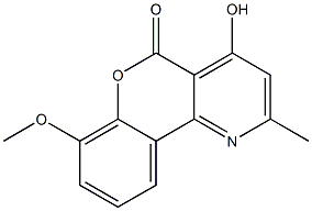 4-hydroxy-7-methoxy-2-methyl-5H-1-benzopyrano(4,3-b)pyridin-5-one 结构式