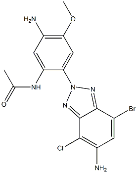 2-(2-(acetylamino)-4-amino-5-methoxyphenyl)-5-amino-7-bromo-4-chloro-2H-benzotriazole 结构式