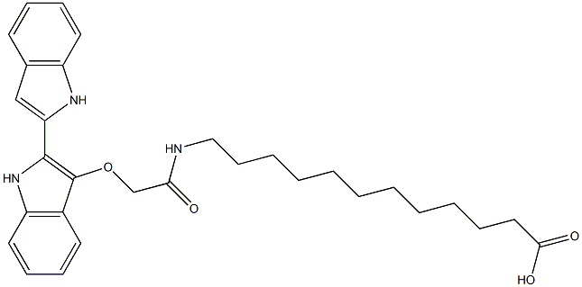 3-(N-(11-carboxyundecyl))carbamoylmethoxy-2,2'-bi-1H-indole 结构式