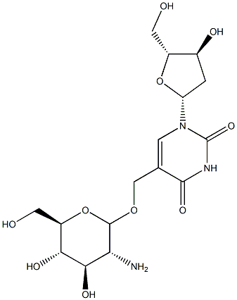 5-(2-amino-2-deoxyglucopyranosyloxymethyl)-2'-deoxyuridine 结构式