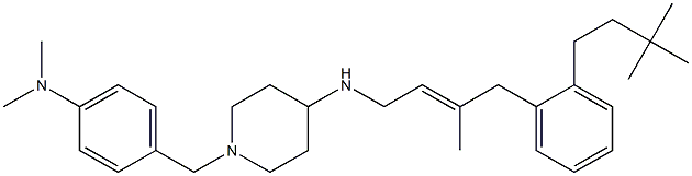 (1-(4-dimethylaminobenzyl)piperidin-4-yl)-4((3,3-dimethylbutyl)phenyl)-(3-methylbut-2-enyl)amine 结构式