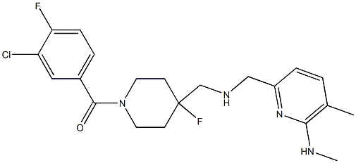 3-chloro-4-fluorophenyl-(4-fluoro-4-(((5-methyl-6-methylaminopyridin-2-ylmethyl)amino)methyl)piperidin-1-yl)methanone 结构式