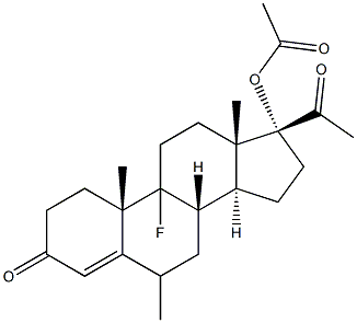 17-acetoxy-9-fluoro-6-methylprogesterone 结构式