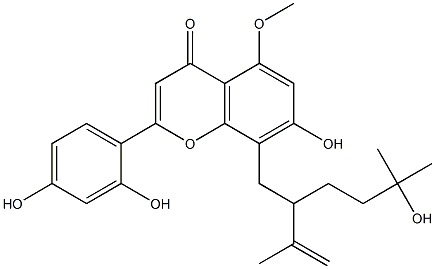 2-(2,4-dihydroxyphenyl)-7-hydroxy-8-(5-hydroxy-5-methyl-2-prop-1-en-2-yl-hexyl)-5-methoxy-chromen-4-one 结构式