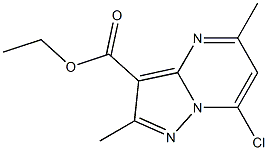 7-Chloro-2,5-dimethyl-pyrazolo[1,5-a]pyrimidine-3-carboxylic acid ethyl ester 结构式