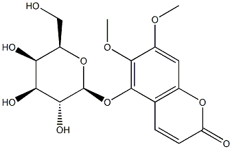 6,7-dimethoxy-5-[(2S,3R,4S,5R,6R)-3,4,5-trihydroxy-6-(hydroxymethyl)oxan-2-yl]oxy-chromen-2-one 结构式