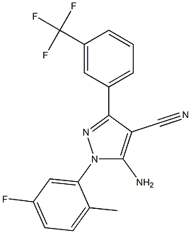 5-amino-1-(5-fluoro-2-methylphenyl)-3-[3-(trifluoromethyl)phenyl]-1H-pyrazole-4-carbonitrile 结构式