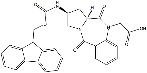 (2S,11aS)-Fmoc-2-amino-10-carboxymethyl-1,2,3,11a-tetrahydro-10H-pyrrolo[2,1-c][1,4]-benzodiazepine-5,11-dione 结构式