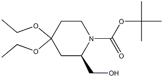 N-BOC-(2R)-4,4-DIETHOXY-2-(HYDROXYMETHYL)PIPERIDINE 结构式