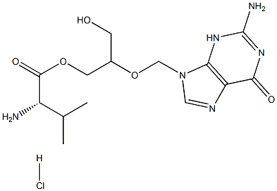 [2-[(2-amino-6-oxo-3H-purin-9-yl)methoxy]-3-hydroxy-propyl] (2S)-2-amino-3-methyl-butanoate hydrochloride 结构式