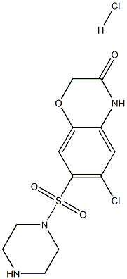 6-CHLORO-7-(PIPERAZIN-1-YLSULFONYL)-2H-1,4-BENZOXAZIN-3(4H)-ONE HYDROCHLORIDE 结构式