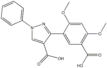 3-(5-CARBOXY-2,4-DIMETHOXYPHENYL)-1-PHENYL-1H-PYRAZOLE-4-CARBOXYLIC ACID 结构式