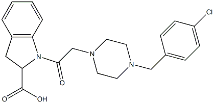 1-{[4-(4-CHLOROBENZYL)PIPERAZIN-1-YL]ACETYL}INDOLINE-2-CARBOXYLIC ACID 结构式