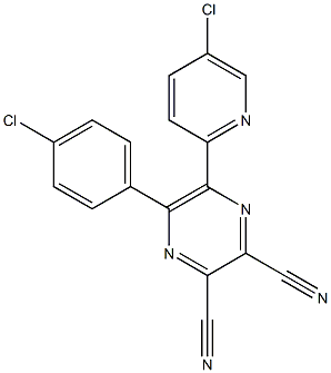 5-(4-CHLOROPHENYL)-6-(5-CHLOROPYRIDIN-2-YL)PYRAZINE-2,3-DICARBONITRILE 结构式