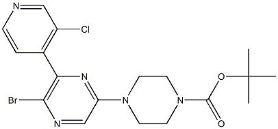 TERT-BUTYL 4-[5-BROMO-6-(3-CHLOROPYRIDIN-4-YL)PYRAZIN-2-YL]PIPERAZINE-1-CARBOXYLATE 结构式