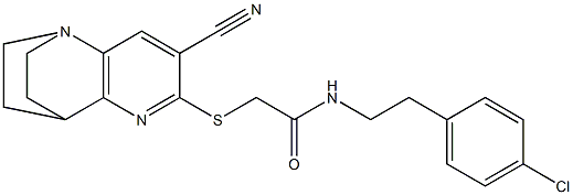 N-(4-chlorophenethyl)-2-{[4-cyano-1,6-diazatricyclo[6.2.2.0~2,7~]dodeca-2(7),3,5-trien-5-yl]sulfanyl}acetamide 结构式