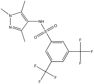 N1-(1,3,5-trimethyl-1H-pyrazol-4-yl)-3,5-di(trifluoromethyl)benzene-1-sulfonamide 结构式