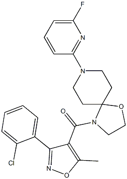 [3-(2-chlorophenyl)-5-methyl-4-isoxazolyl][8-(6-fluoro-2-pyridinyl)-1-oxa-4,8-diazaspiro[4.5]dec-4-yl]methanone 结构式