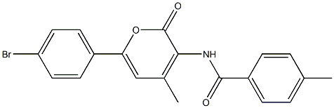 N-[6-(4-bromophenyl)-4-methyl-2-oxo-2H-pyran-3-yl]-4-methylbenzenecarboxamide 结构式