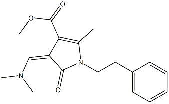 methyl 3-[(Z)-(dimethylamino)methylidene]-5-methyl-2-oxo-1-phenethyl-1,2-dihydro-3H-pyrrole-4-carboxylate 结构式