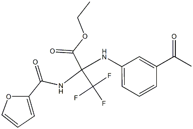 ethyl 2-(3-acetylanilino)-3,3,3-trifluoro-2-[(2-furylcarbonyl)amino]propanoate 结构式