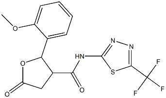 N3-[5-(trifluoromethyl)-1,3,4-thiadiazol-2-yl]-2-(2-methoxyphenyl)-5-oxotetrahydrofuran-3-carboxamide 结构式